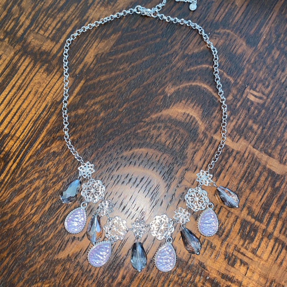 Elegant Silver and Purple Necklace